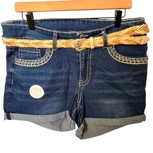 NWT Faded Glory Denim Shorts with Braided Belt Size 16